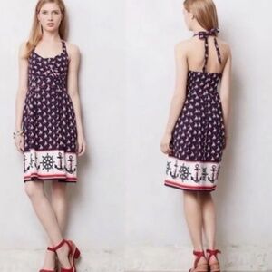 Postmark (Anthropologie) Winward Halter Dress, nautical